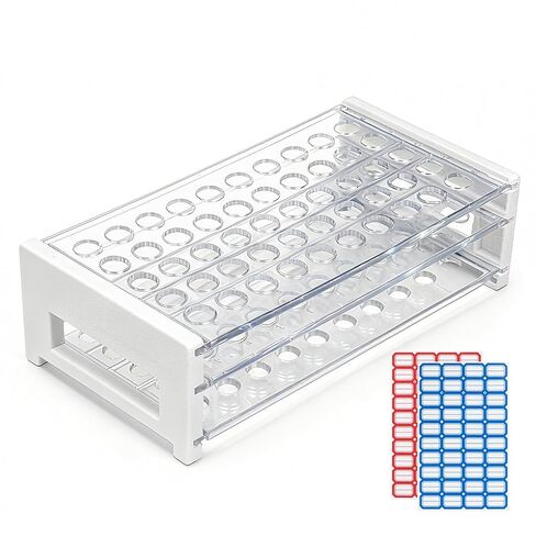 1PCS Plastic Test Tube Rack, 50 Holes Lab Tube Rack Holder for 13/16 mm Tubes, Hole Diameter 16.3mm, Acrylic, Detachable in Saudi Arabia