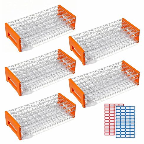 1PCS Plastic Test Tube Rack, 50 Holes Lab Tube Rack Holder for 13/16 mm Tubes, Hole Diameter 16.3mm, Acrylic, Detachable in Saudi Arabia