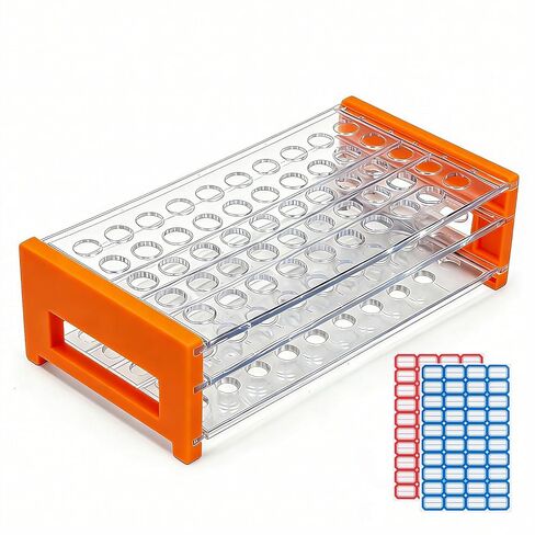 1PCS Plastic Test Tube Rack, 50 Holes Lab Tube Rack Holder for 13/16 mm Tubes, Hole Diameter 16.3mm, Acrylic, Detachable in Saudi Arabia