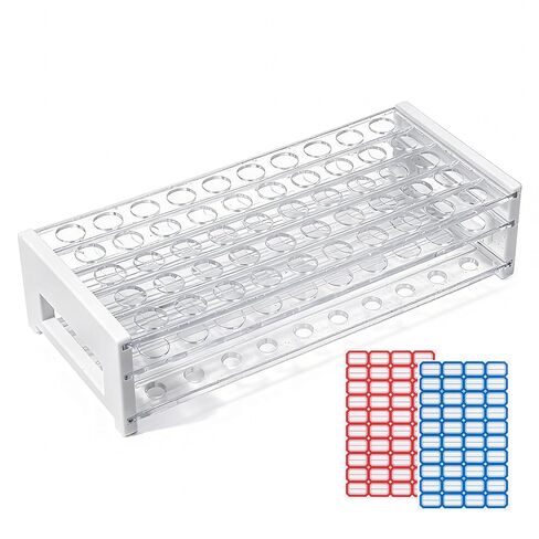 1PCS Plastic Test Tube Rack, 50 Holes Lab Tube Rack Holder for 13/16 mm Tubes, Hole Diameter 16.3mm, Acrylic, Detachable in Saudi Arabia