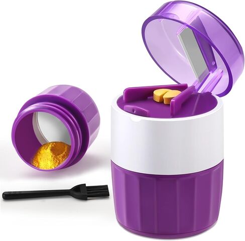 3-in-1 Pill Crusher and Pill Cutter, Pills Crusher Fine Powder with Stainless Steel Grinding Head, Pil Grinder with Storage for Tablets, Cutter Splitter for Small and Tiny Pills (Purple) in Saudi Arabia