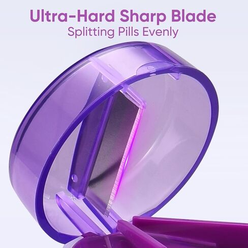 3-in-1 Pill Crusher and Pill Cutter, Pills Crusher Fine Powder with Stainless Steel Grinding Head, Pil Grinder with Storage for Tablets, Cutter Splitter for Small and Tiny Pills (Purple) in Saudi Arabia