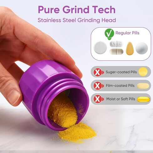 3-in-1 Pill Crusher and Pill Cutter, Pills Crusher Fine Powder with Stainless Steel Grinding Head, Pil Grinder with Storage for Tablets, Cutter Splitter for Small and Tiny Pills (Purple) in Saudi Arabia