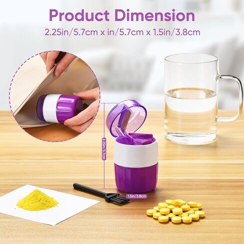 3-in-1 Pill Crusher and Pill Cutter, Pills Crusher Fine Powder with Stainless Steel Grinding Head, Pil Grinder with Storage for Tablets, Cutter Splitter for Small and Tiny Pills (Purple) in Saudi Arabia
