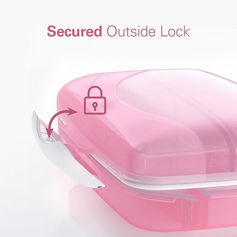 منظم حبوب الدواء الكبير من بارهون مع 8 حجرات، صندوق حبوب السفر الصيدلي بجيب كبير مقاوم للرطوبة، منظم الفيتامينات المحمول لزيت السمك والمكملات الغذائية (وردي) in Kuwait