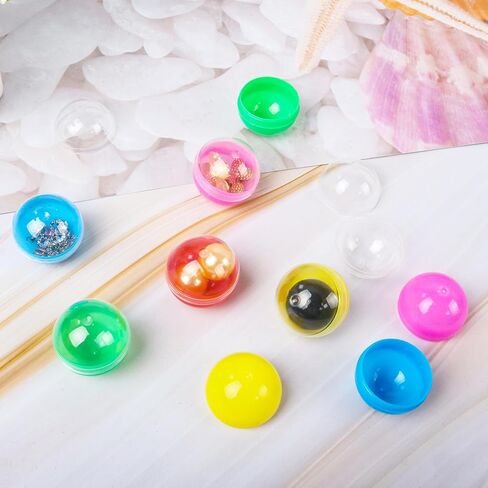 Klmnop 50 Pack Translucent Colorful Empty Capsules, 1.1 Inch Vending Machine Capsules, Plastic Small Round Gumball Machine Capsules for Party Favor Prize(50 Pack) in Saudi Arabia
