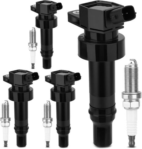 4PCS UF652 Ignition Coils & 93815 Double Iridium Spark Plug Compatible with Hyundai Accent Veloster 2012-2020, Kia Rio Soul 2012-2019 Replace# 273012B100 C1803 5C1860 GN10634 in Kuwait