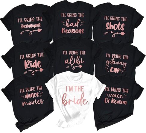 Personalized Bachelorette Party Shirt, Team Bride, Bride Squad, Bridesmaid T-Shirts, I Do Crew Will Be There for You Shirt in Saudi Arabia