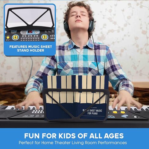 Electric Keyboard Piano 61 Keys - Portable Digital Musical Karaoke Piano Keyboard -10 Rhythms 16 Tones, Stereo Speakers, Rechargeable Battery - Wired Microphone - Beginners Kids Adult - Pyle PKBRD6112 in Saudi Arabia