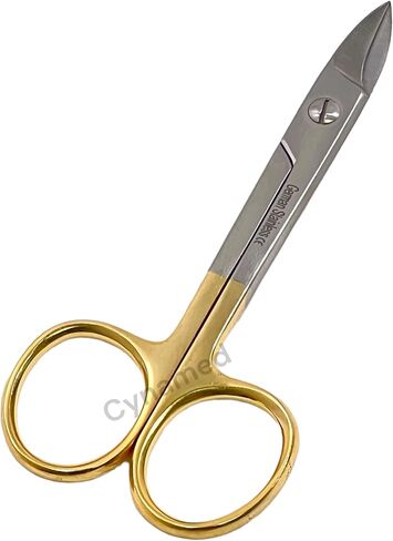 Dental Wire Cutting Scissors 4.25" Gold Rings, Smooth Blade, Curved. Crown and Collar Wire Scissors - German Stainless Steel Dental Instruments in Saudi Arabia