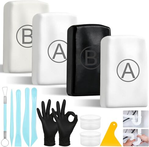 Epoxy Putty - 200g A&B Black Putty Stick Fix Leaks Cracks, 200g Fast Repair AB White Epoxy Putty Fill Holes Sculpting Modeling Building - Epoxy Sculpt Clay for Metal, Ceramics, Plastic, Wood, Tile in Kuwait