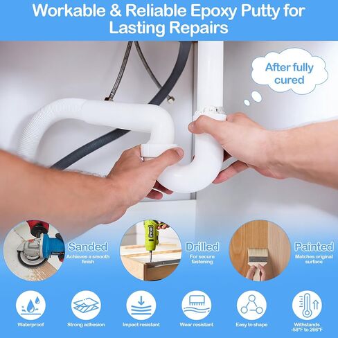 Epoxy Putty - 200g A&B Black Putty Stick Fix Leaks Cracks, 200g Fast Repair AB White Epoxy Putty Fill Holes Sculpting Modeling Building - Epoxy Sculpt Clay for Metal, Ceramics, Plastic, Wood, Tile in Kuwait