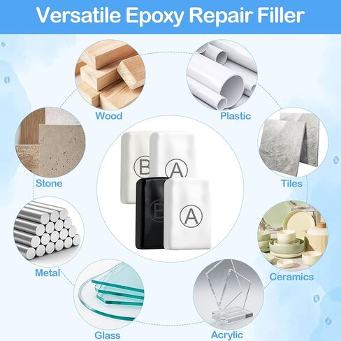Epoxy Putty - 200g A&B Black Putty Stick Fix Leaks Cracks, 200g Fast Repair AB White Epoxy Putty Fill Holes Sculpting Modeling Building - Epoxy Sculpt Clay for Metal, Ceramics, Plastic, Wood, Tile in Kuwait