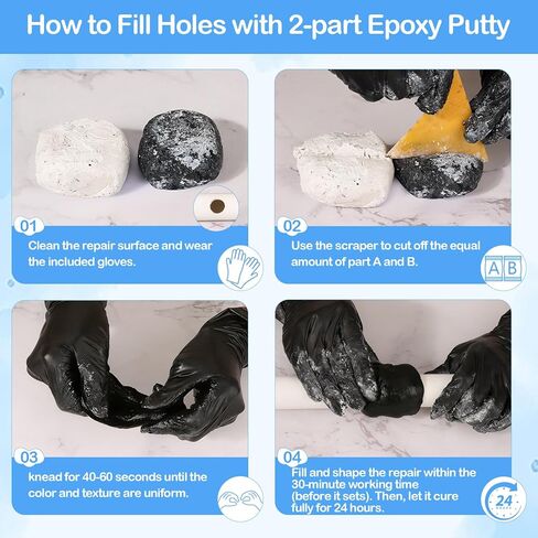 Epoxy Putty - 200g A&B Black Putty Stick Fix Leaks Cracks, 200g Fast Repair AB White Epoxy Putty Fill Holes Sculpting Modeling Building - Epoxy Sculpt Clay for Metal, Ceramics, Plastic, Wood, Tile in Kuwait