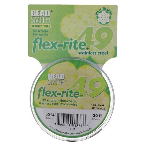 The Beadsmith Flex-Rite Wire – 49 Strand, Nylon Coated, Stainless Steel Beading Wire – Clear Color, .024" Diameter, 30-Foot Spool – Flexible Wire for Necklace, Bracelet and Jewelry Making in Kuwait