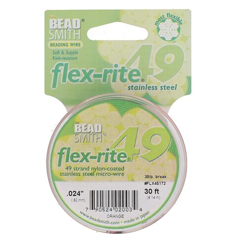 The Beadsmith Flex-Rite Wire – 49 Strand, Nylon Coated, Stainless Steel Beading Wire – Clear Color, .024" Diameter, 30-Foot Spool – Flexible Wire for Necklace, Bracelet and Jewelry Making in Kuwait
