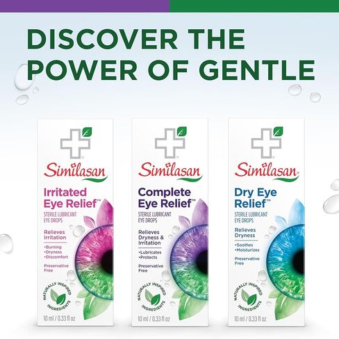 Similasan Complete Eye Relief Drops, Lubricates and Protects, Naturally Inspired Ingredients for Multi-Symptom Eye Discomfort, Preservative-Free, Ectoin Enhanced, Contact Lens Friendly, 0.33 FL.OZ in Kuwait