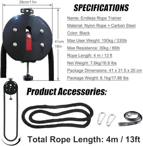 Endless Rope Trainer & Cable Pulley System for Home Gym - Adjustable Resistance Suspension Trainer with Durable Nylon Rope for Full-Body, Arm, Back, Grip Strength Workouts in Saudi Arabia