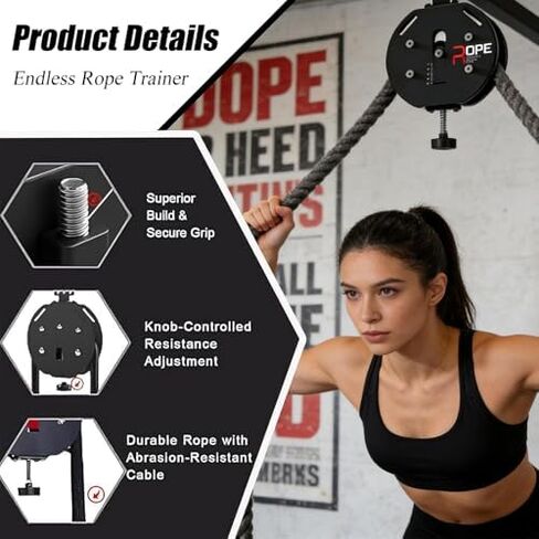 Endless Rope Trainer & Cable Pulley System for Home Gym - Adjustable Resistance Suspension Trainer with Durable Nylon Rope for Full-Body, Arm, Back, Grip Strength Workouts in Saudi Arabia
