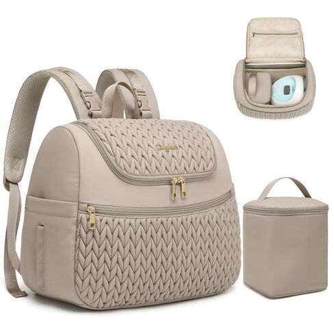 Small Diaper Bag Backpack, Mini Baby Bag, Breast Pump Backpack for Spectra S1 S2 Medela with Cooler Storage for Working Mom, Khaki in Kuwait