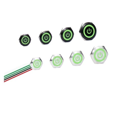 1PCS 19/22/25/30mm Ultra Short LED Light Metal Push Button Switch with Wire 3-6V 12-24V Momentary Reset Waterproof Stainless Steel(Green Power,3-6V,25mm-Balck Shell) in Kuwait