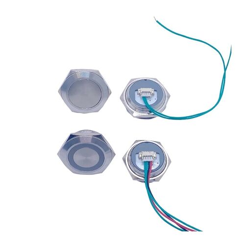 1PCS 19/22/25/30mm Ultra Short LED Light Metal Push Button Switch with Wire 3-6V 12-24V Momentary Reset Waterproof Stainless Steel(Yellow Power,3-6V,22mm-Silver Shell) in Kuwait