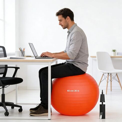 كرة التمرين - كرة اليوجا مضادة للانفجار ومقاومة للانزلاق، للياقة البدنية، والحمل، والثبات، والتوازن، والتمارين الأساسية - كرة تدريب مع مضخة سريعة - المكتب، المنزل، صالة الألعاب الرياضية in Kuwait