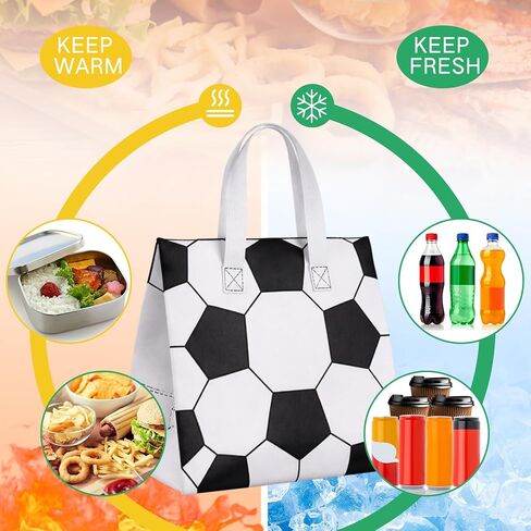 Kacctyen 50 Pcs Soccer Insulated Bags for Food Delivery, Thermal Grocery Take Away Bags for Pizza, Cookie, Cold and Hot Food, Insulated Tote for Soccer Senior Night, Sport Party, 9.5 x 9.5 x 6 in in Saudi Arabia