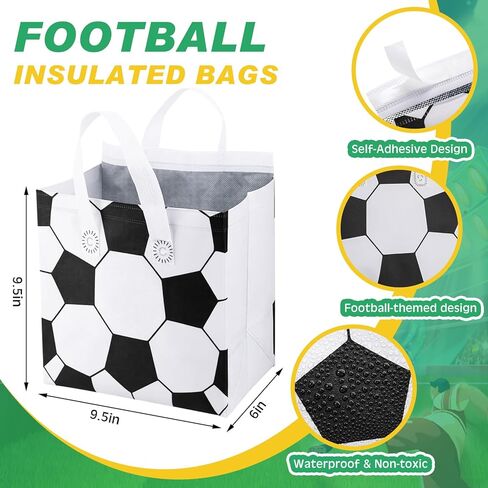 Kacctyen 50 Pcs Soccer Insulated Bags for Food Delivery, Thermal Grocery Take Away Bags for Pizza, Cookie, Cold and Hot Food, Insulated Tote for Soccer Senior Night, Sport Party, 9.5 x 9.5 x 6 in in Saudi Arabia