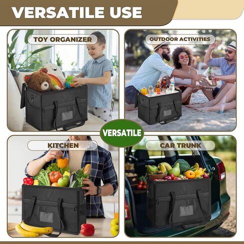 40L Insulated Food Delivery Bag, Heavy-Duty Collapsible Catering Grocery Bag for Hot and Cold, Reusable Cooler Bag with Zipper, Commercial Pizza Delivery Box Carrier for Uber Eat, Door Dash Essentials in Saudi Arabia