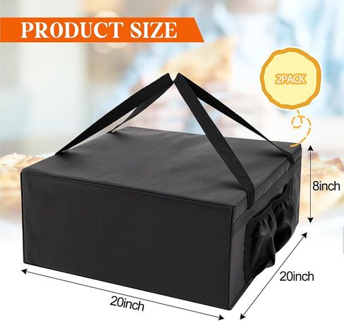 Maxcheck 2 Pcs Insulated Pizza Delivery Bags, 20" x 20" x 8" Insulated Food Delivery Bag with 4 Cup Holders, Pizza Warmer for Carry Hot, Reusable Hot Food Catering Carrier for Parties Insulation in Saudi Arabia