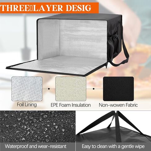 Maxcheck 2 Pcs Insulated Pizza Delivery Bags, 20" x 20" x 8" Insulated Food Delivery Bag with 4 Cup Holders, Pizza Warmer for Carry Hot, Reusable Hot Food Catering Carrier for Parties Insulation in Saudi Arabia