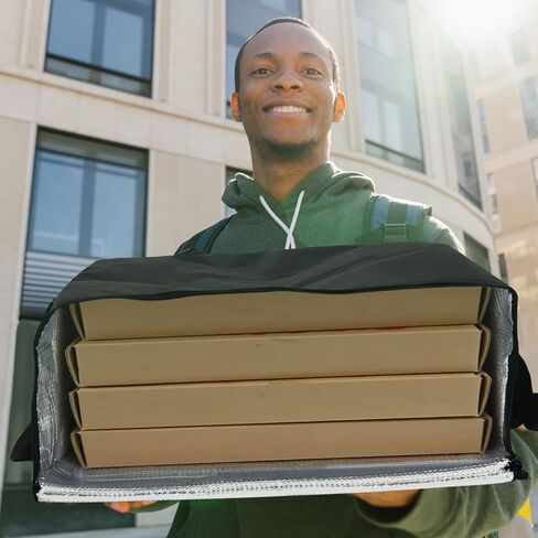Maxcheck 2 Pcs Insulated Pizza Delivery Bags, 20" x 20" x 8" Insulated Food Delivery Bag with 4 Cup Holders, Pizza Warmer for Carry Hot, Reusable Hot Food Catering Carrier for Parties Insulation in Saudi Arabia