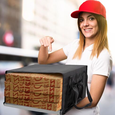 Maxcheck 2 Pcs Insulated Pizza Delivery Bags, 20" x 20" x 8" Insulated Food Delivery Bag with 4 Cup Holders, Pizza Warmer for Carry Hot, Reusable Hot Food Catering Carrier for Parties Insulation in Saudi Arabia