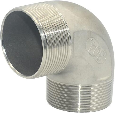 1PC 1/2" 3/4" 1" 1-1/4" 1-1/2" 2" 304 Stainless Steel Male Threaded Elbow 90 Degree Elbow Water Pipe Fitting SS304 Joint Connector(1-1/4") in Kuwait