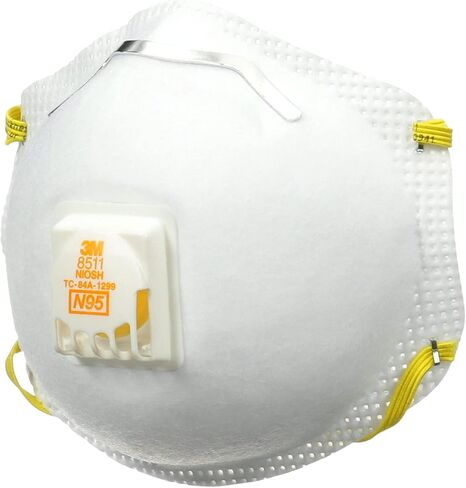 3M N95 Respirator 8511, 10 Pack, NIOSH-APPROVED N95, Features 3M COOL FLOW Exhalation Valve, Relief From Dusts & Certain Particles During Sanding, Pollen, Mold Spores, Dust Particles (8511DB1-A-PS) in Kuwait