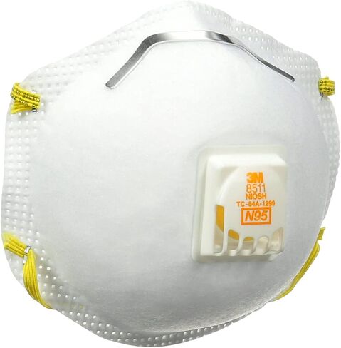 3M N95 Respirator 8511, 10 Pack, NIOSH-APPROVED N95, Features 3M COOL FLOW Exhalation Valve, Relief From Dusts & Certain Particles During Sanding, Pollen, Mold Spores, Dust Particles (8511DB1-A-PS) in Kuwait