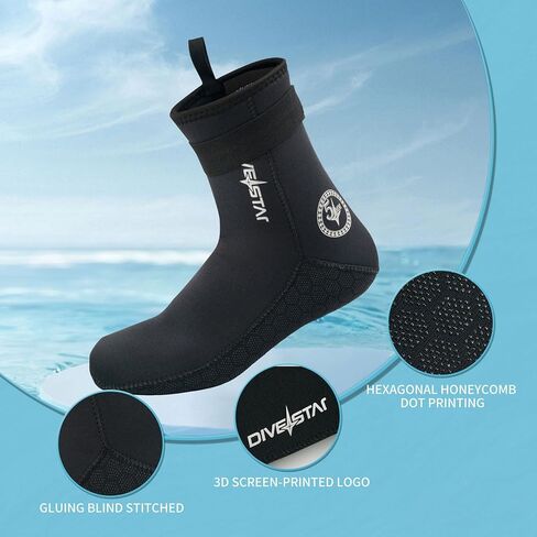 DIVESTAR 7mm/5mm Neoprene Diving Socks for Men Women,Anti-Slip Wetsuit Socks Beach Booties for Water Sports in Saudi Arabia