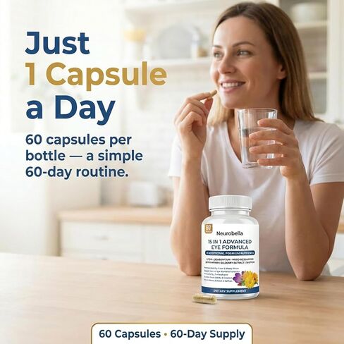 Neurobella Eye Formula - Neurobella 15 in 1 Advanced Eye Formula with All 3 Carotenoids, Lutein & Zeaxanthin, Bilberry Extract and Saffron, 60 Capsules in Saudi Arabia