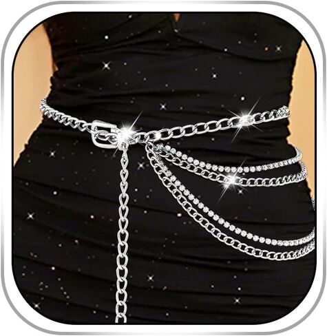 Rhinestone Waist Chain Gold Belts Chain Crystal Belt Waist Chain for Women in Saudi Arabia