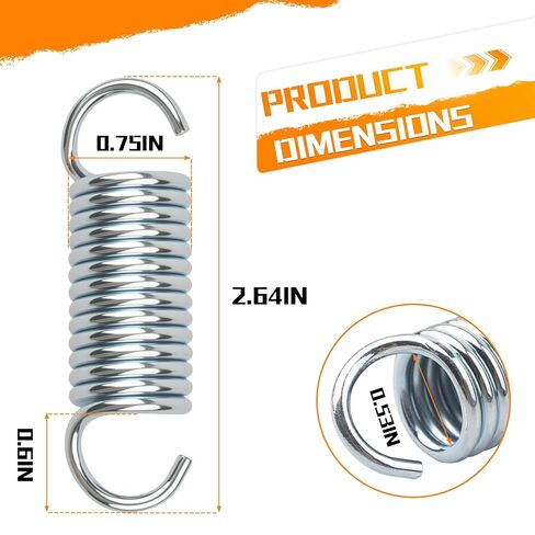 9617 Extension Spring, Small Spring, Durable Spring Steel Construction, Dimensions 2.64 inches × 0.75 inches × 0.6 inches, Single Loop Opening, Sturdy and Durable Construction, 4- Pack in Kuwait