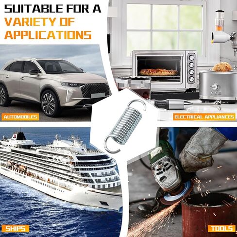 9617 Extension Spring, Small Spring, Durable Spring Steel Construction, Dimensions 2.64 inches × 0.75 inches × 0.6 inches, Single Loop Opening, Sturdy and Durable Construction, 4- Pack in Kuwait