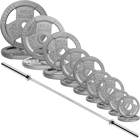 Fitvids Olympic Bar for Weightlifting and Barbell Weight Plates and Bar Set in Saudi Arabia