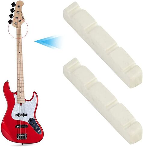 Drfeify Lightweight Plastic Bass Guitar Nut for Convenient Carrying, 2 Pcs Enhance Sound Quality and Volume, for Bass Guitar Enthusiasts (ZE-1005 44 * 5.8 * 8MM) in Saudi Arabia
