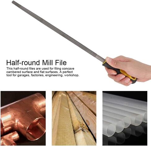 Rat Tail File, 12in Round Mill Steel File with Ergonomic Handle, Premium Durability Construction for Metal Projects (12-inch fine-Tooth Round File with Handle) in Saudi Arabia