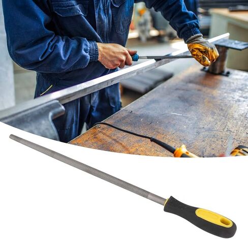 Rat Tail File, 12in Round Mill Steel File with Ergonomic Handle, Premium Durability Construction for Metal Projects (12-inch fine-Tooth Round File with Handle) in Saudi Arabia