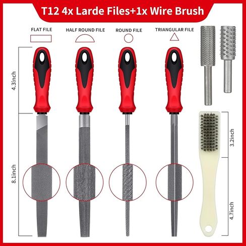 57pcs Metal & Wood File Rasp Set,Grade T12 Forged Alloy Steel, Half-Round/Round/Triangle/Flat 4pcs Large Tools, 14pcs Needle Fil in Saudi Arabia