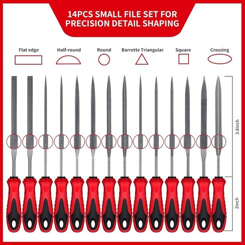 57pcs Metal & Wood File Rasp Set,Grade T12 Forged Alloy Steel, Half-Round/Round/Triangle/Flat 4pcs Large Tools, 14pcs Needle Fil in Saudi Arabia