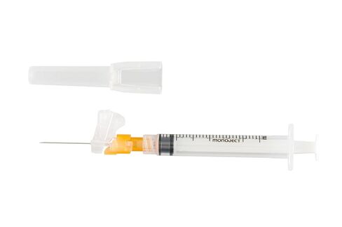 Cardinal Health™ Monoject™ Magellan™ Hypodermic Safety Needle and Syringe Combination, Orange, 3ML, 25GA x 1IN, Case of 400 in Saudi Arabia