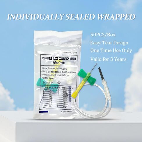 21G Veterinary Butterfly Needles (50Pcs) - 3/4" X 10" Tubing, Individually Wrapped | Veterinary/Lab Use Only in Saudi Arabia